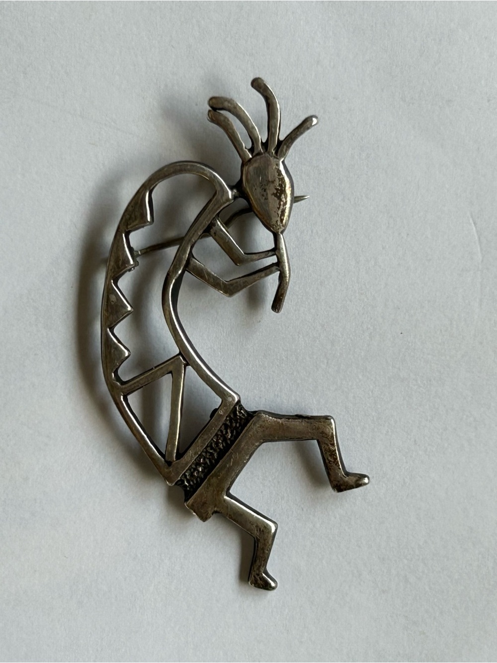 Vintage Sterling Silver Navajo Kokopelli brooch
